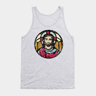 Distressed Stained Glass Jesus Tank Top